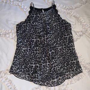 Leopard shimmer spaghetti strap with scallops